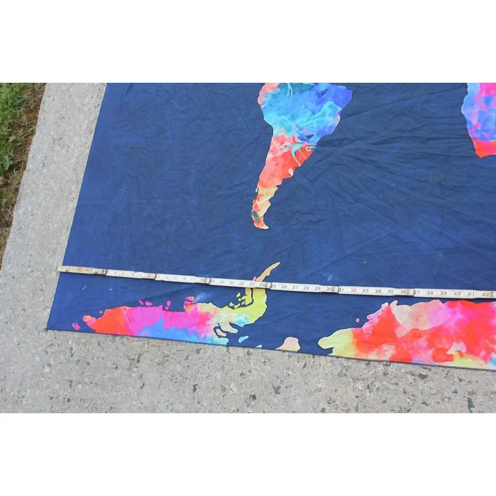 World Map Tapestry Wall Hanging Blue Tyedye Tapestry Home Décor Colorful 56x76